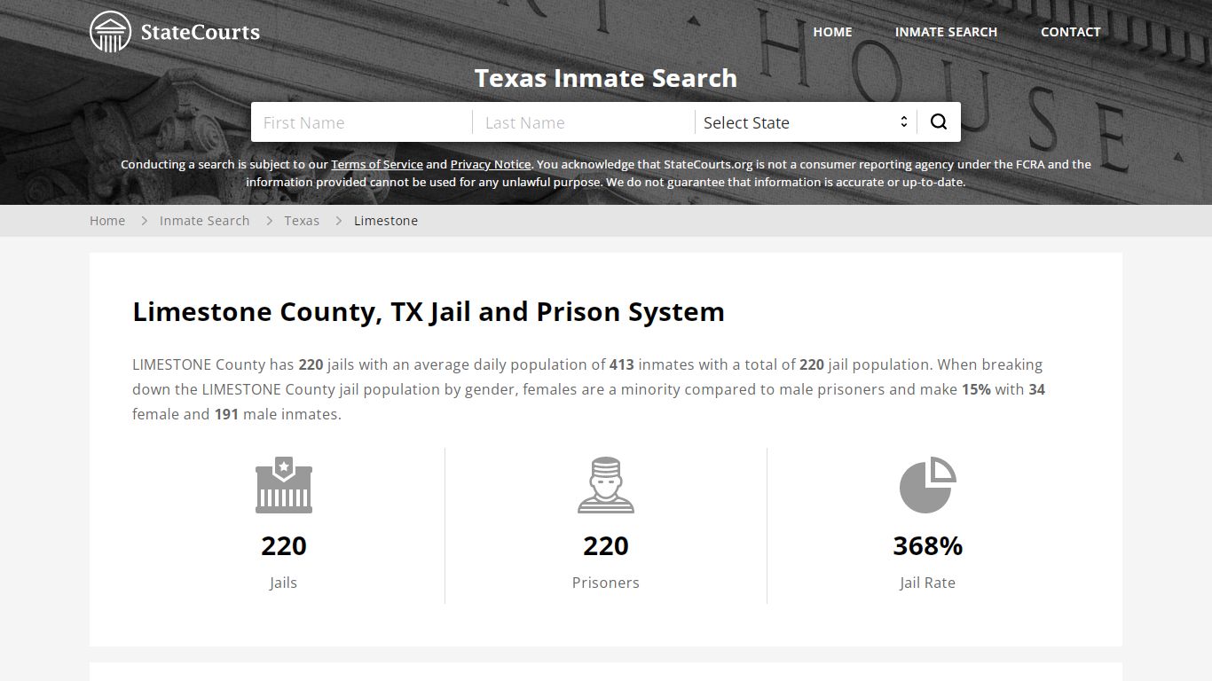 Limestone County, TX Inmate Search - StateCourts